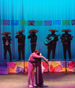 Luis (Gino Rivera) embraces his daughter Cita (Lauren Rose Calderon) after she sang with his Mariachi band. Photo by Evelyn Vallejo.